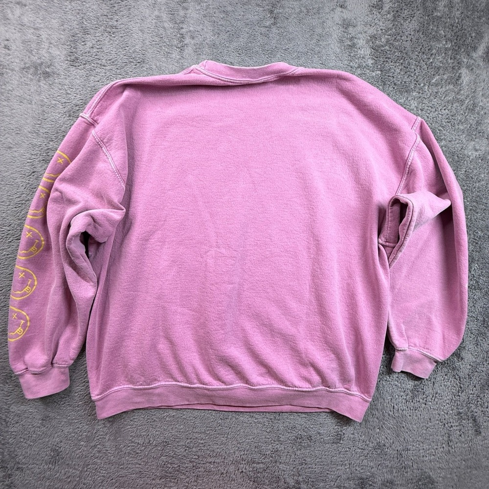 Nirvana Smiley Face Sweatshirt Mens XXL Pink Tie Dye Crewneck Pullover Fleece - Picture 3 of 7